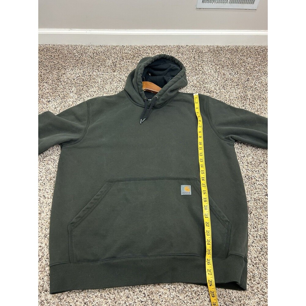 Carhartt Rain Defender Loose Fit Fleece Hoodie Dark Green Workwear Men's Size L - Picture 8 of 8